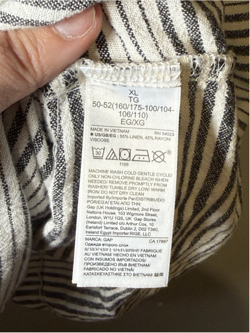 Gap Black White Stripe Sleeveless Linen Rayon Dress Pockets Size XL Beach Summer - Picture 3 of 4